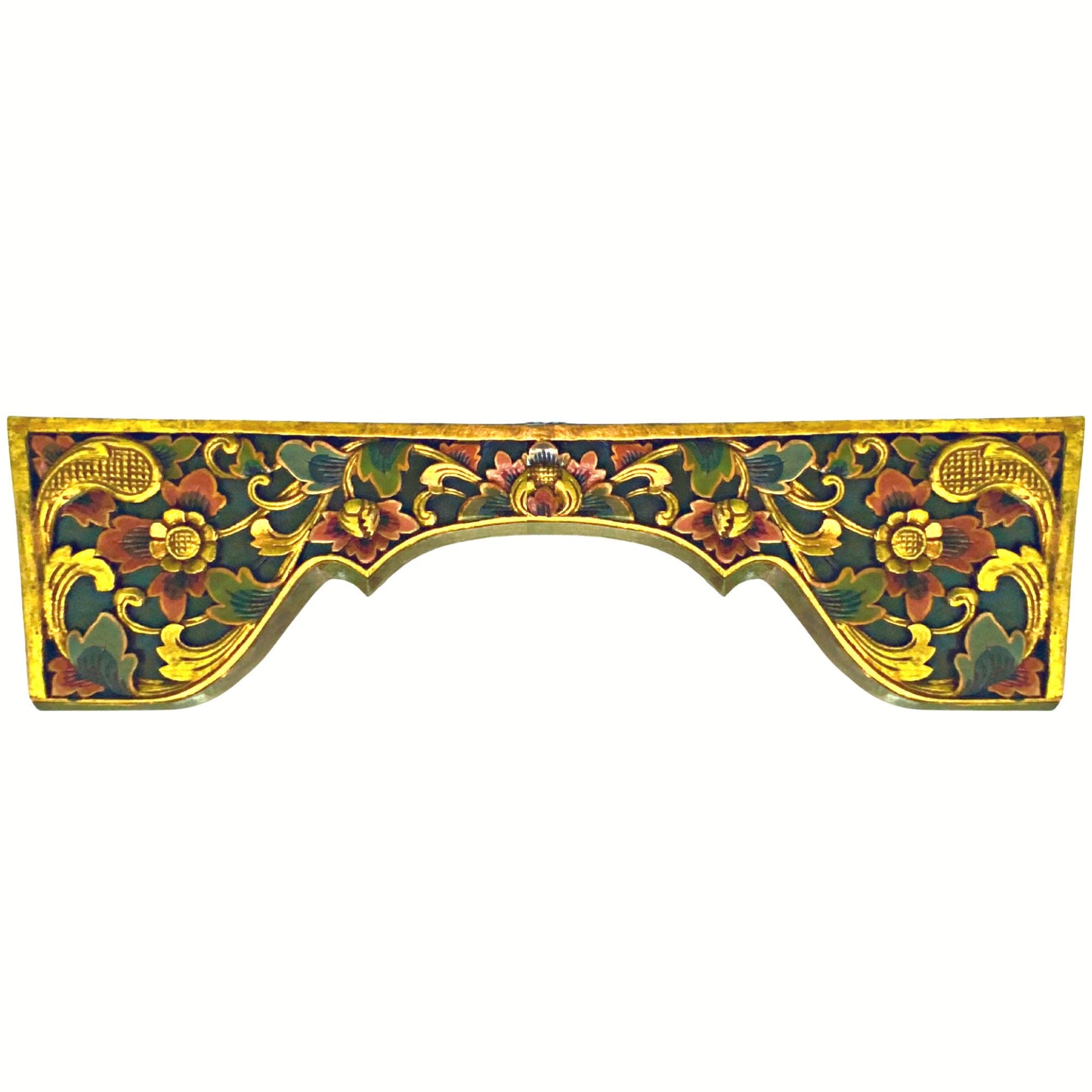 Balinese Lotus Door Window Lintel Arch Valance Panel architectural Relief Hand Carved Wood Traditional Carving Bali Folk wall Art 40 inch - Acadia World Traders