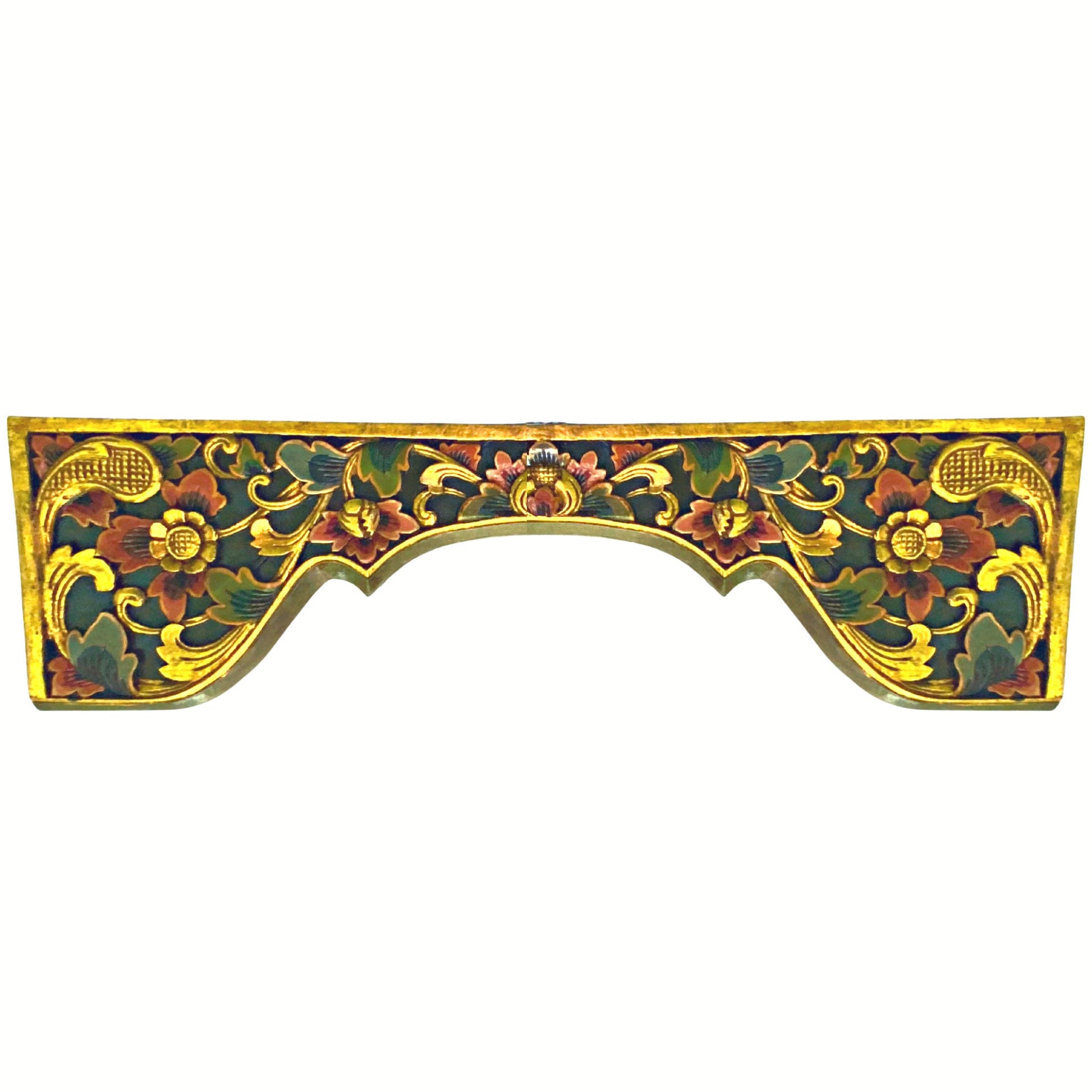 Balinese Lotus Door Window Lintel Arch Valance Panel architectural Relief Hand Carved Wood Traditional Carving Bali Folk wall Art 40 inch - Acadia World Traders