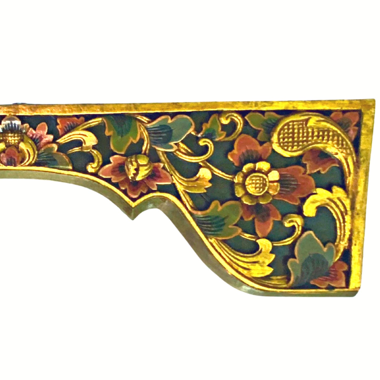 Balinese Lotus Door Window Lintel Arch Valance Panel architectural Relief Hand Carved Wood Traditional Carving Bali Folk wall Art 40 inch - Acadia World Traders