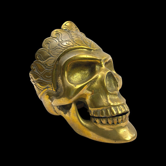 Gothic Queen Human Skull Replica Crown Crowned Statue lost wax Cast Gold  Patina Bronze Metal Sculpture Bali Art