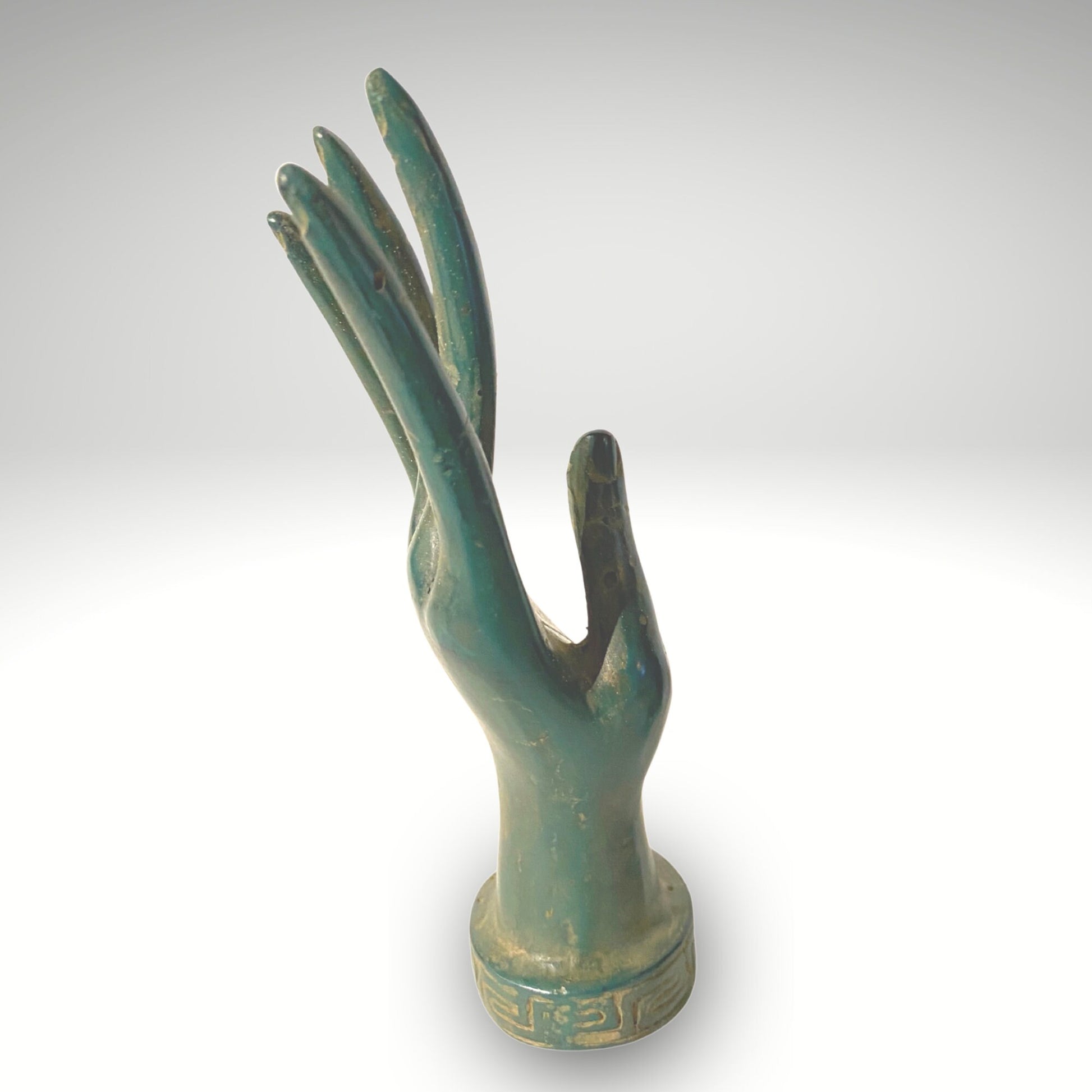 Buddha Abhaya Mudra Hand Sculpture Statue Verdigris Bronze Metal Positive Energy Balinese Art - Acadia World Traders
