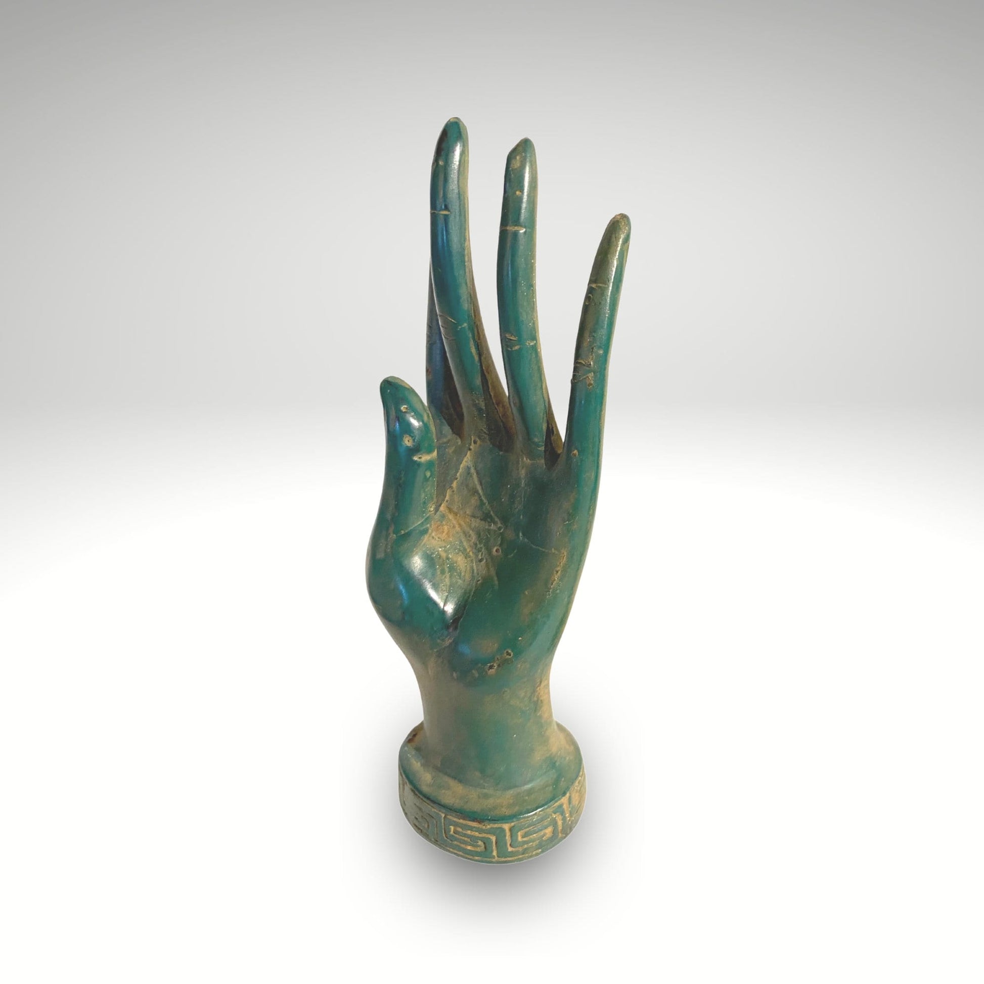 Buddha Abhaya Mudra Hand Sculpture Statue Verdigris Bronze Metal Positive Energy Balinese Art - Acadia World Traders