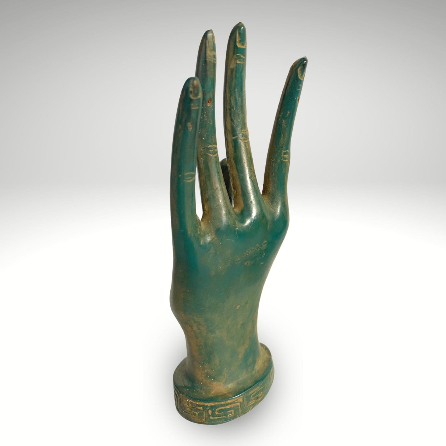Buddha Abhaya Mudra Hand Sculpture Statue Verdigris Bronze Metal Positive Energy Balinese Art - Acadia World Traders