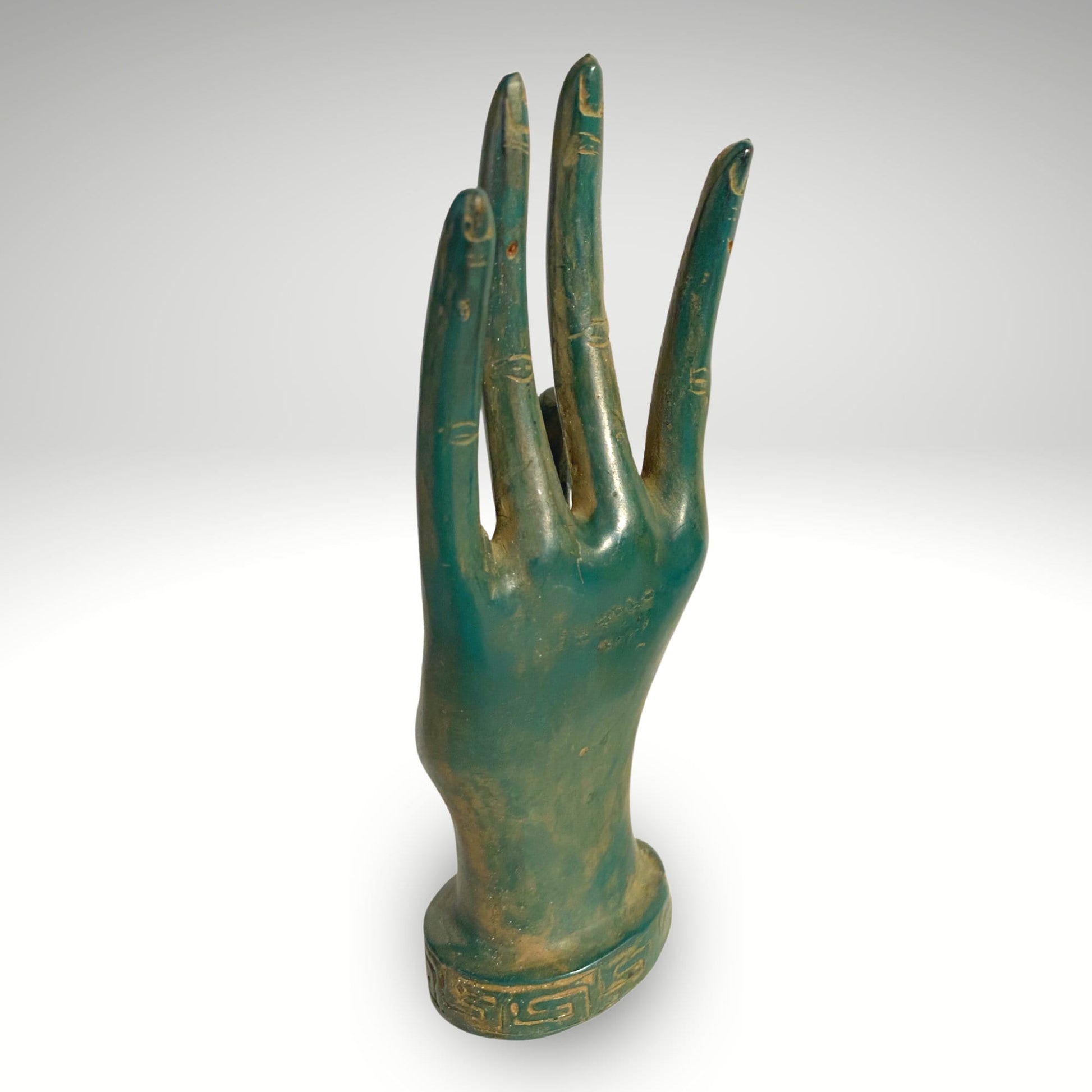 Buddha Abhaya Mudra Hand Sculpture Statue Verdigris Bronze Metal Positive Energy Balinese Art - Acadia World Traders