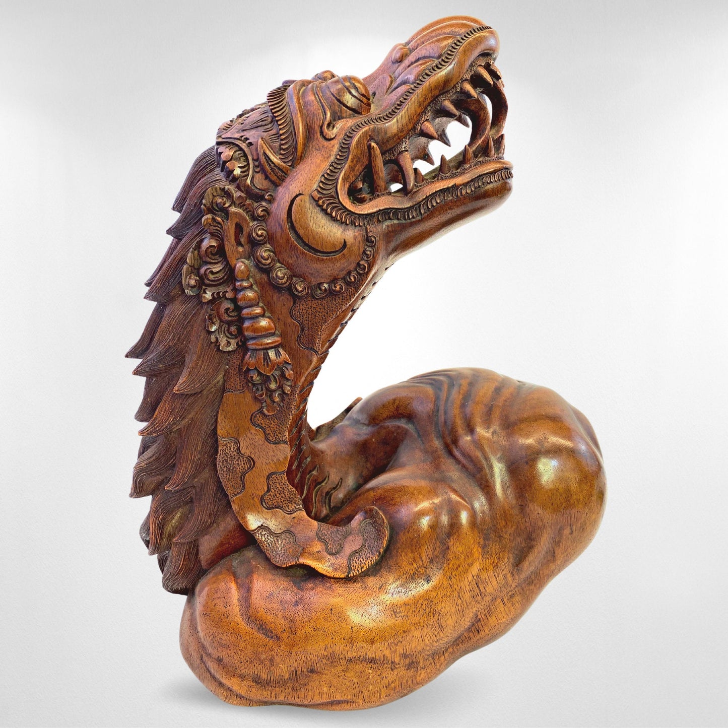 Vintage Dragon Cosmic Naga Basuki Antaboga Statue Hand Carved Suar Wood Carving Sculpture Balinese handcrafted Folk Art OOAK - Acadia World Traders
