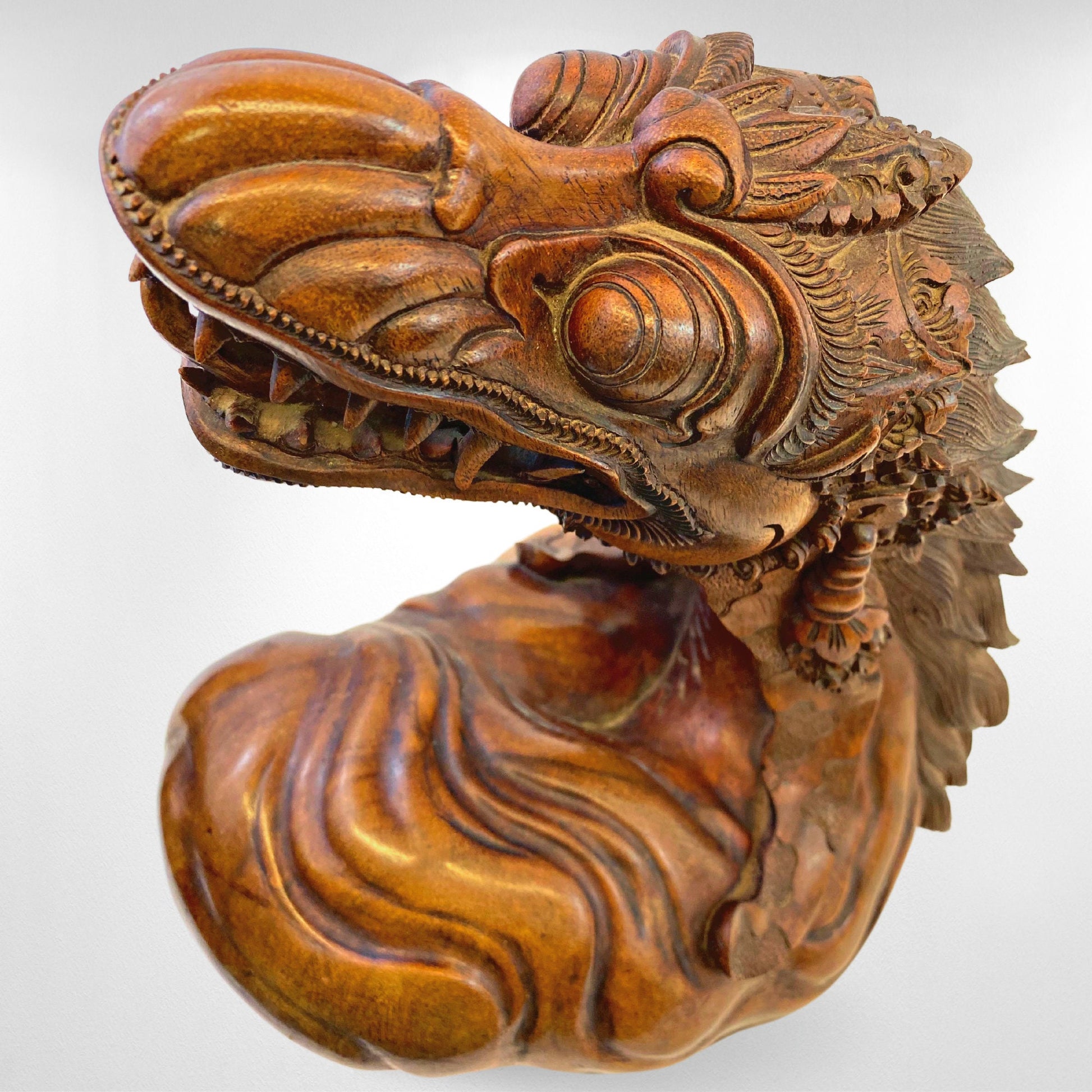 Vintage Dragon Cosmic Naga Basuki Antaboga Statue Hand Carved Suar Wood Carving Sculpture Balinese handcrafted Folk Art OOAK - Acadia World Traders
