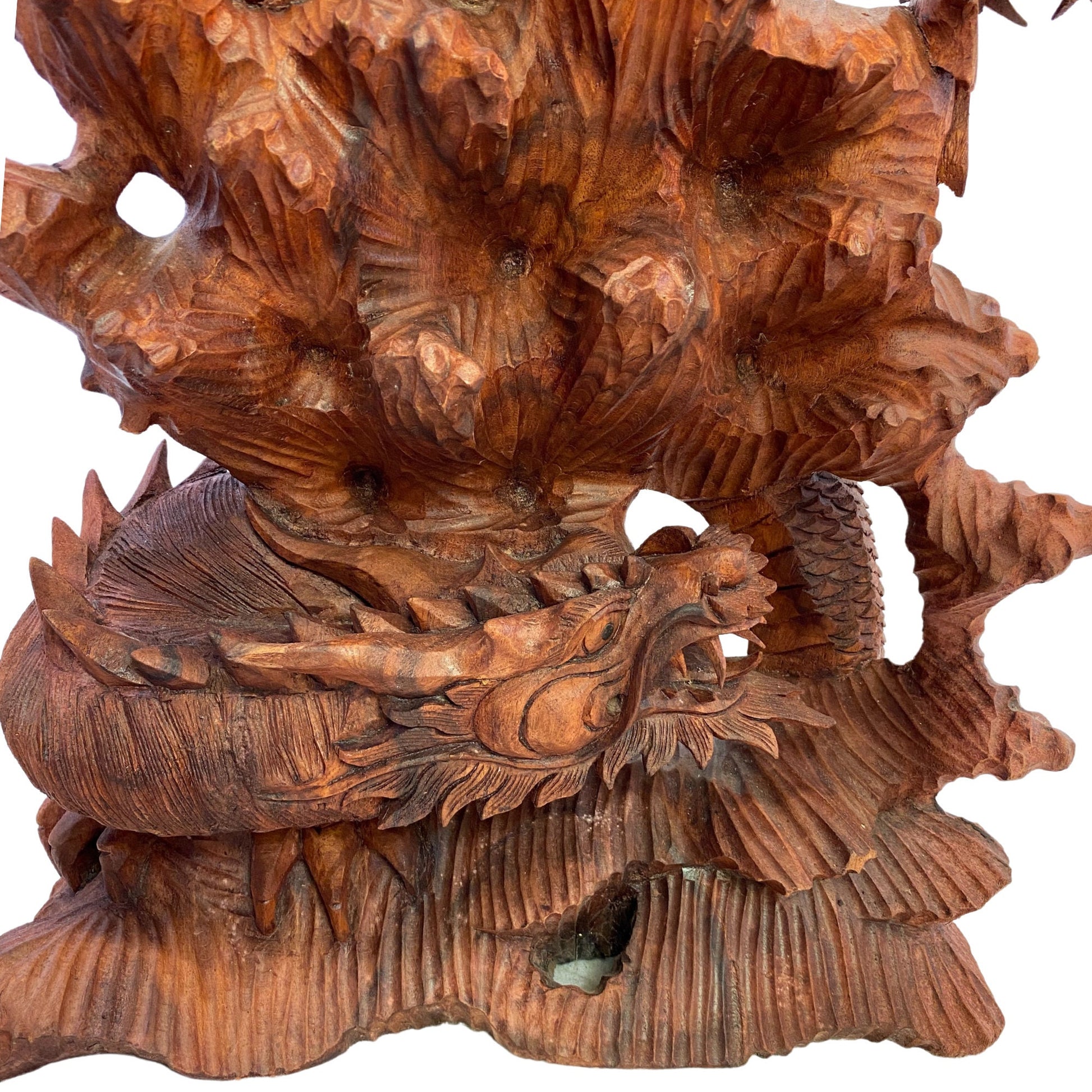Twin Dragon Cosmic Naga Basuki Antaboga Statue Hand Carved Suar Wood Carving Sculpture Balinese handcrafted Folk Art 21&quot; - Acadia World Traders