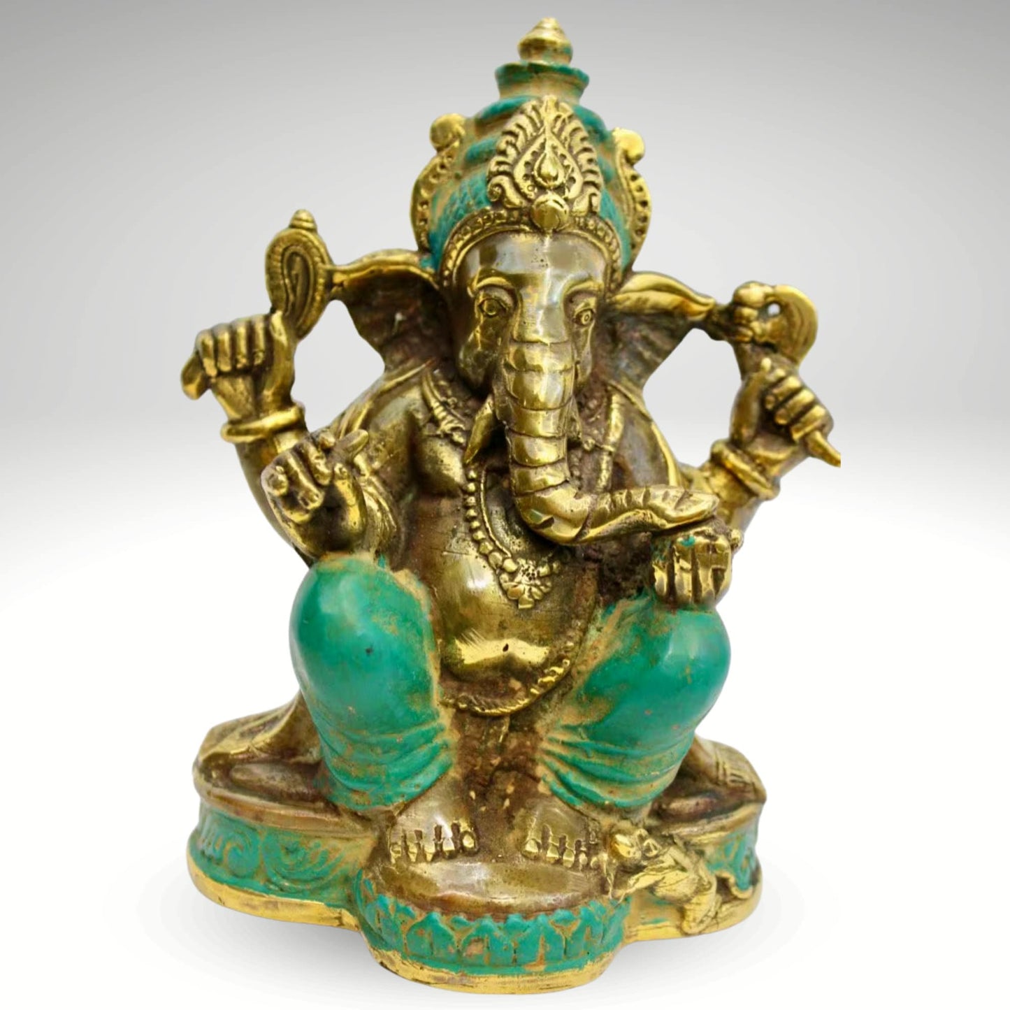 Bronze Ganesha Sculpture: Lost Wax Cast Metal, Balinese Hindu Art, Elephant God Statue
