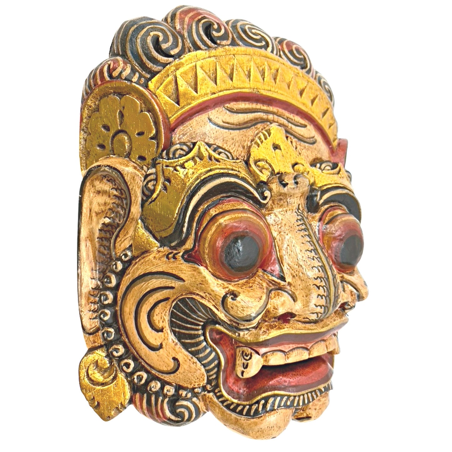 Balinese Mask Ravana Rakshasa Evil King Demon Hindu Bali Indonesian Folk Art Hand Painted Carved Wood Carving Eclectic Wall Decor - Acadia World Traders