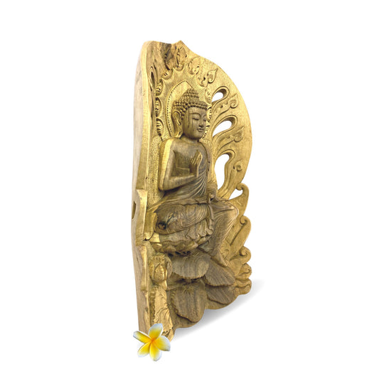 Teaching Buddha Sculpture Wood Carving Vitarka Mudra hand Carved hibiscus Wood Statue Balinese folk Art statue OOAK - Acadia World Traders