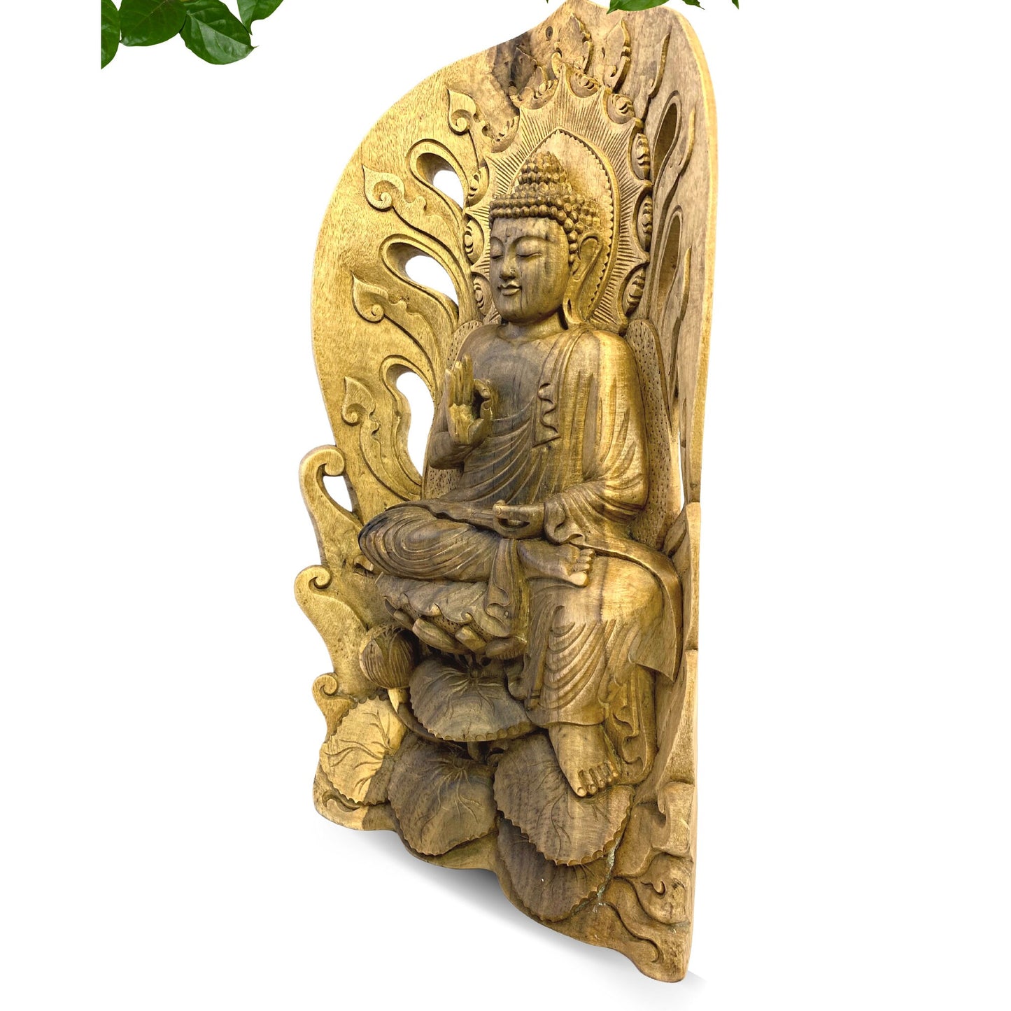 Teaching Buddha Sculpture Wood Carving Vitarka Mudra hand Carved hibiscus Wood Statue Balinese folk Art statue OOAK - Acadia World Traders