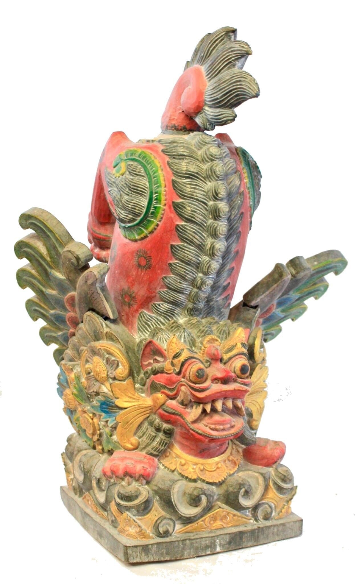 Balinese Singa Barong Winged Lion Spirit statue wood carving sculpture Bali Art - Acadia World Traders