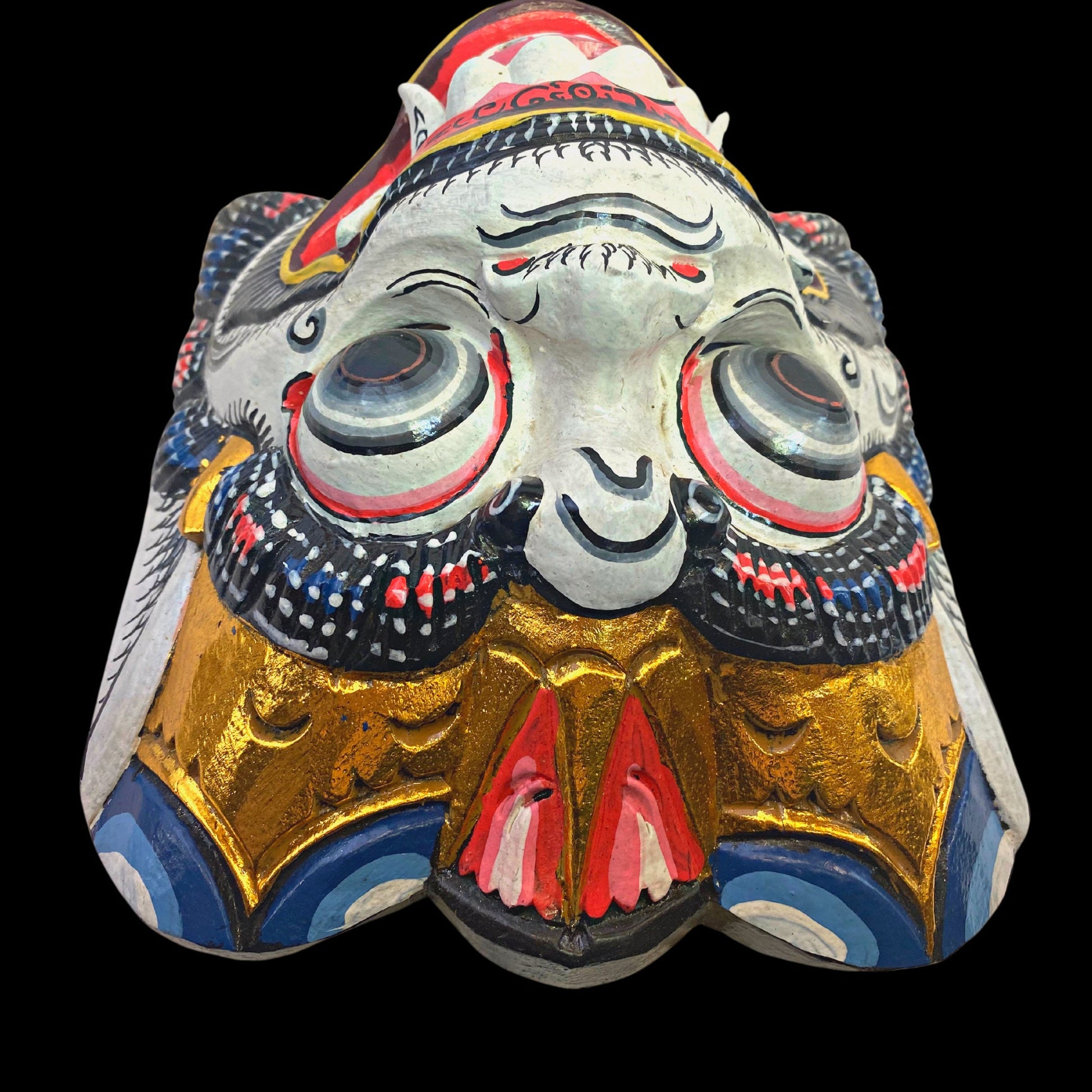 Balinese Mask White Hanuman the Monkey General Wooden Topeng Hand Carved  wood Carving Bali Folk Art Wall art Indonesia - Acadia World Traders