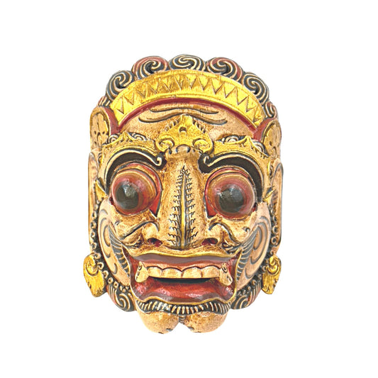 Balinese Mask Ravana Rakshasa Evil King Demon Hindu Bali Indonesian Folk Art Hand Painted Carved Wood Carving Eclectic Wall Decor - Acadia World Traders