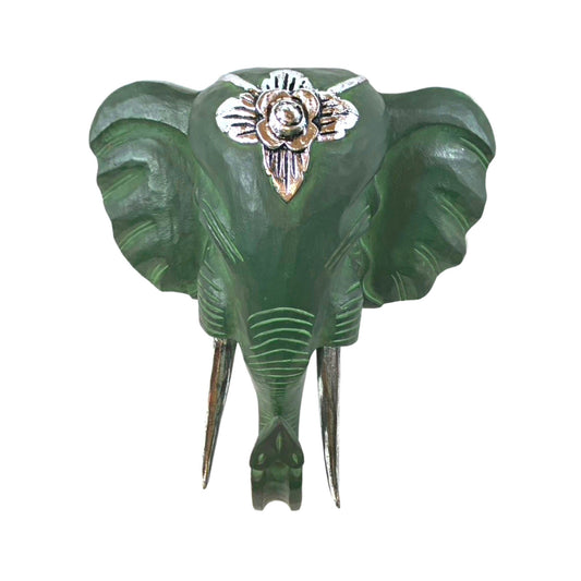 Hand Carved Ganesha Mask: Balinese Wood Elephant Wall Art - Acadia World Traders