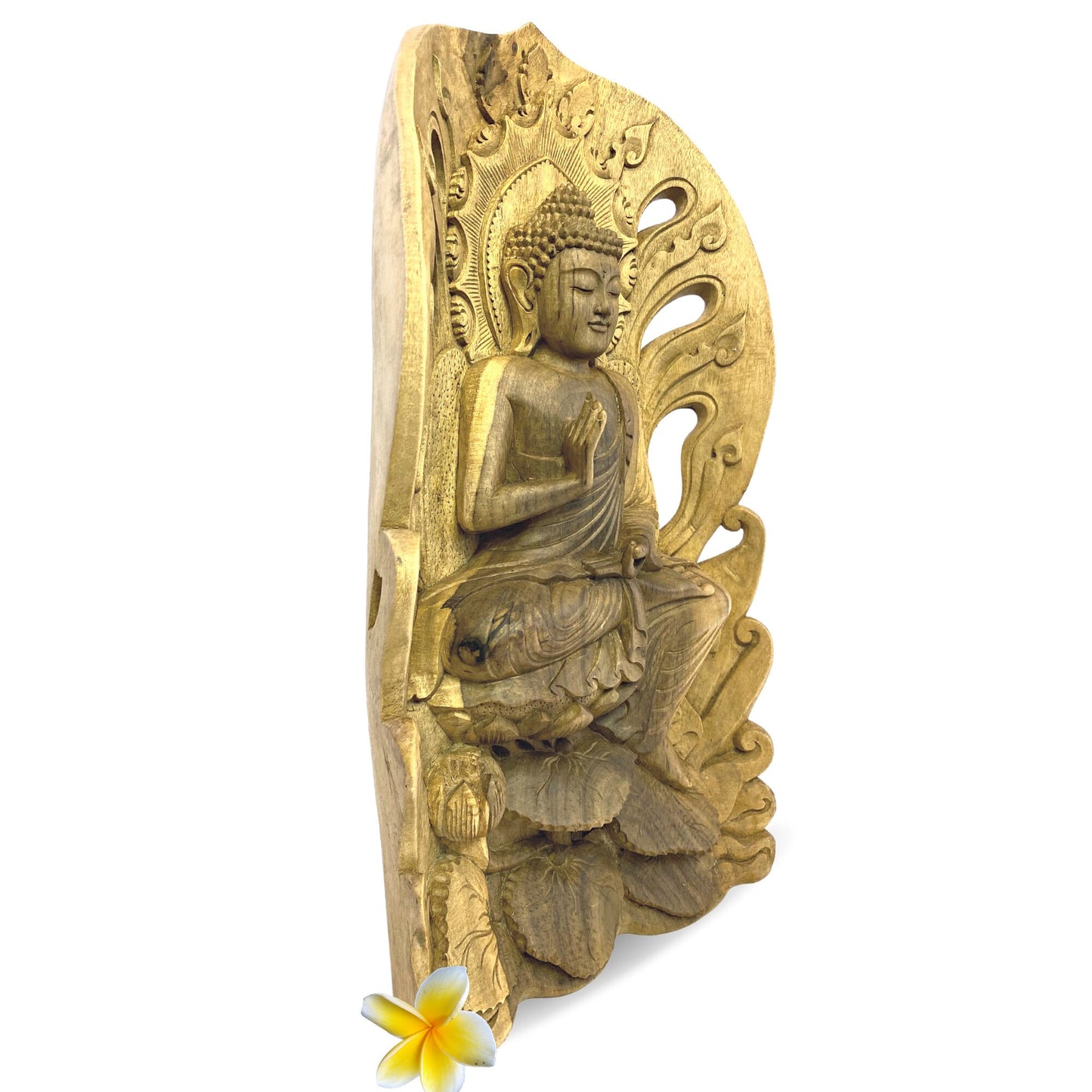 Teaching Buddha Sculpture Wood Carving Vitarka Mudra hand Carved hibiscus Wood Statue Balinese folk Art statue OOAK - Acadia World Traders