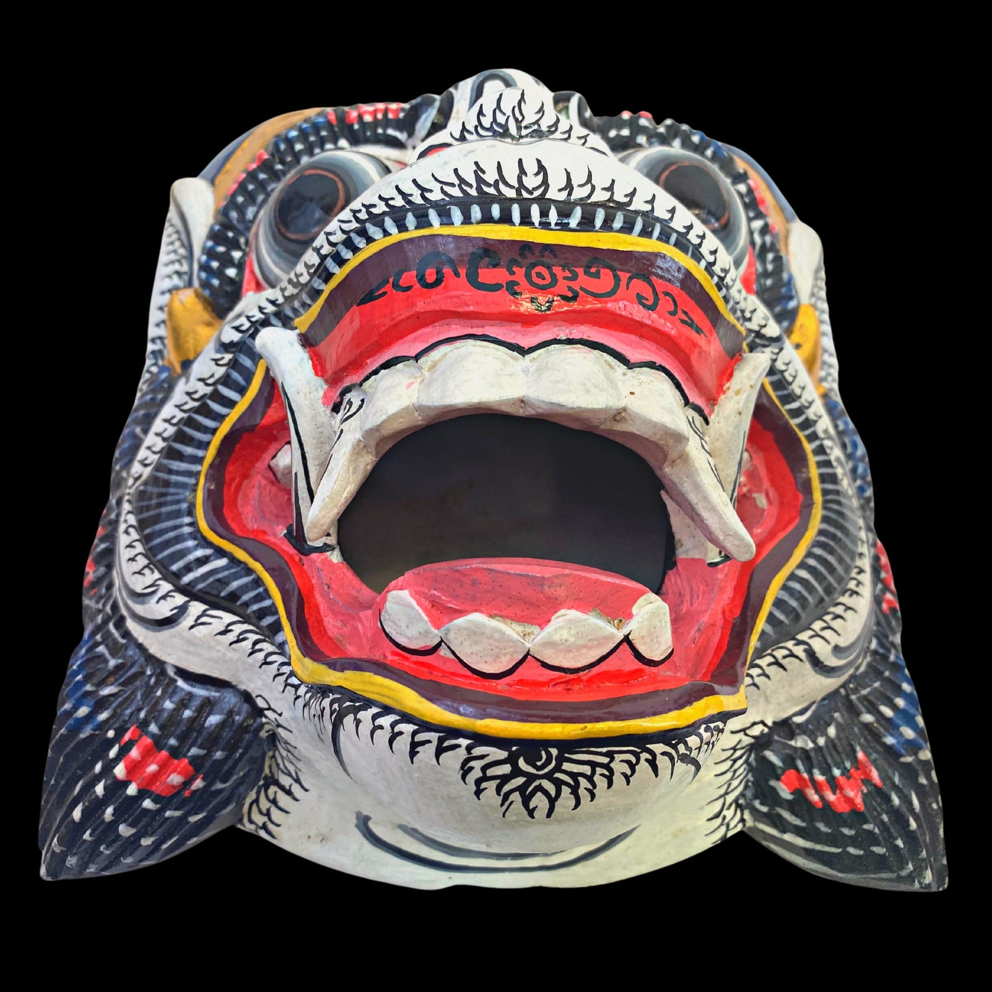 Balinese Mask White Hanuman the Monkey General Wooden Topeng Hand Carved  wood Carving Bali Folk Art Wall art Indonesia - Acadia World Traders