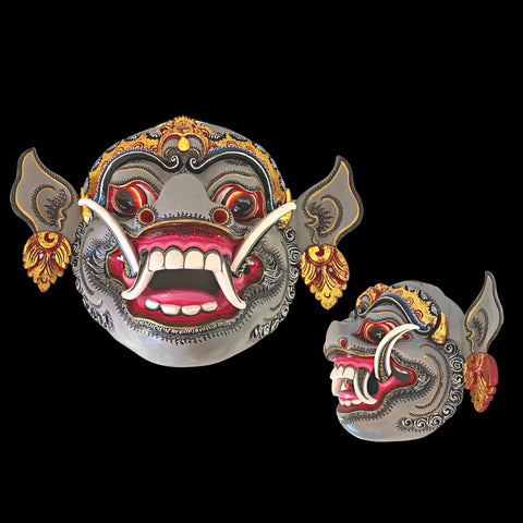 Barong Bangkal Pig Mask Boar Demon Topeng  Authentic Balinese Dance mask Hand Carved Polychrome Wood Carving Wall Bali Folk Art ooak