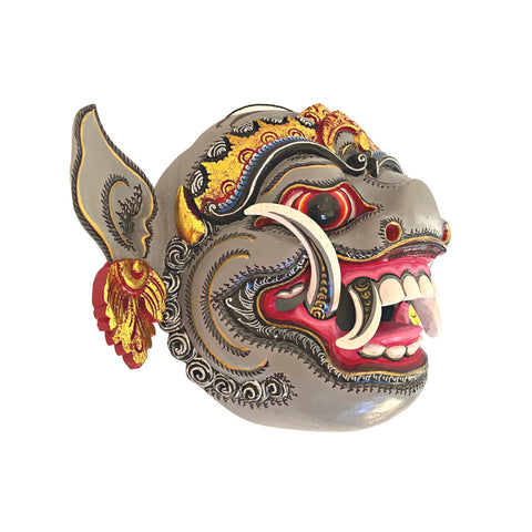 Barong Bangkal Pig Mask Boar Demon Topeng  Authentic Balinese Dance mask Hand Carved Polychrome Wood Carving Wall Bali Folk Art ooak