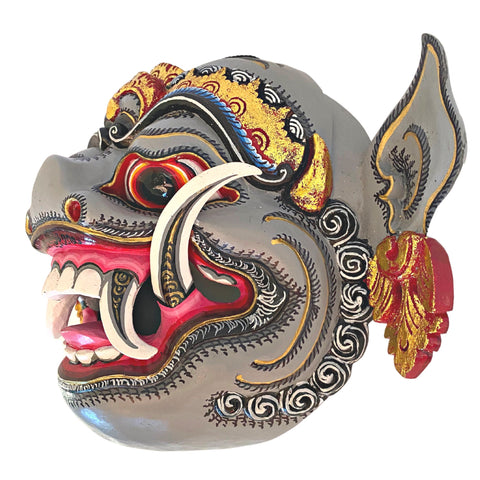 Barong Bangkal Pig Mask Boar Demon Topeng  Authentic Balinese Dance mask Hand Carved Polychrome Wood Carving Wall Bali Folk Art ooak