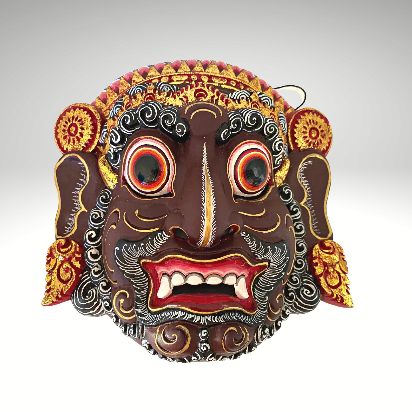 Balinese Ravana Mask Hand Carved Wood: Indonesian Folk Art Wood Carving