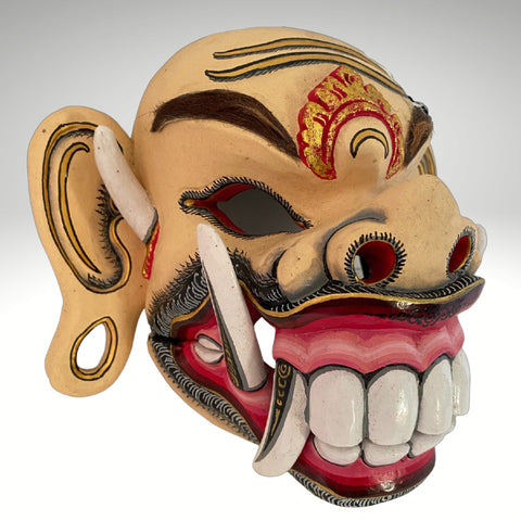 Balinese Demon Mask Celuluk Leyak Fanged Monster Rakshasa Hindu Bali Folk Art Hand Painted Carved Wood Carving Temple Quality OOAK