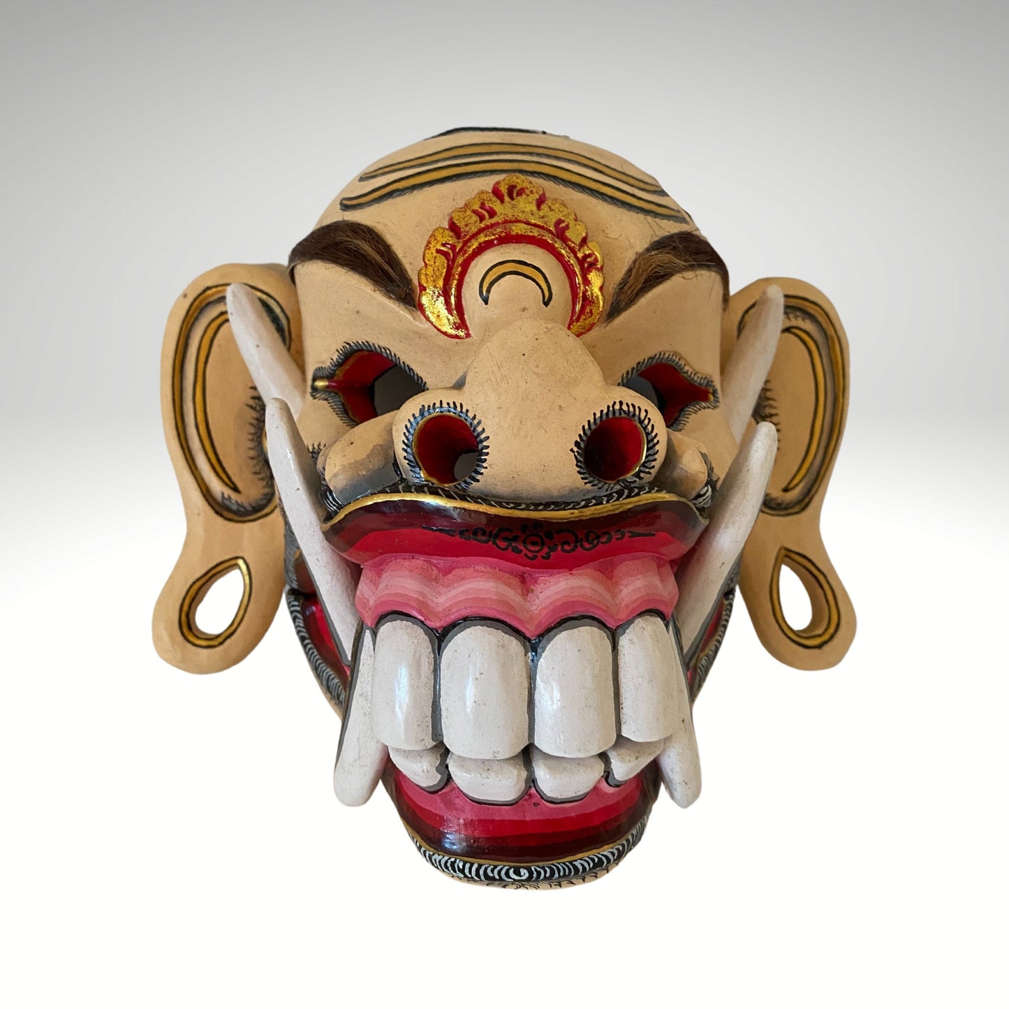 Balinese Demon Mask Celuluk Leyak Fanged Monster Rakshasa Hindu Bali Folk Art Hand Painted Carved Wood Carving Temple Quality OOAK