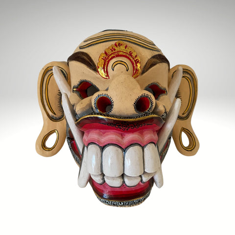 Balinese Demon Mask Celuluk Leyak Fanged Monster Rakshasa Hindu Bali Folk Art Hand Painted Carved Wood Carving Temple Quality OOAK