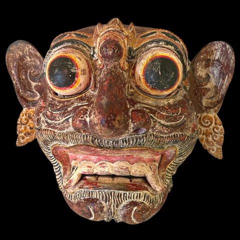 Balinese Mask Rakshasa Demon Hindu Bali Indonesian Folk Art Hand Painted Carved Wood Carving Eclectic Wall Decor