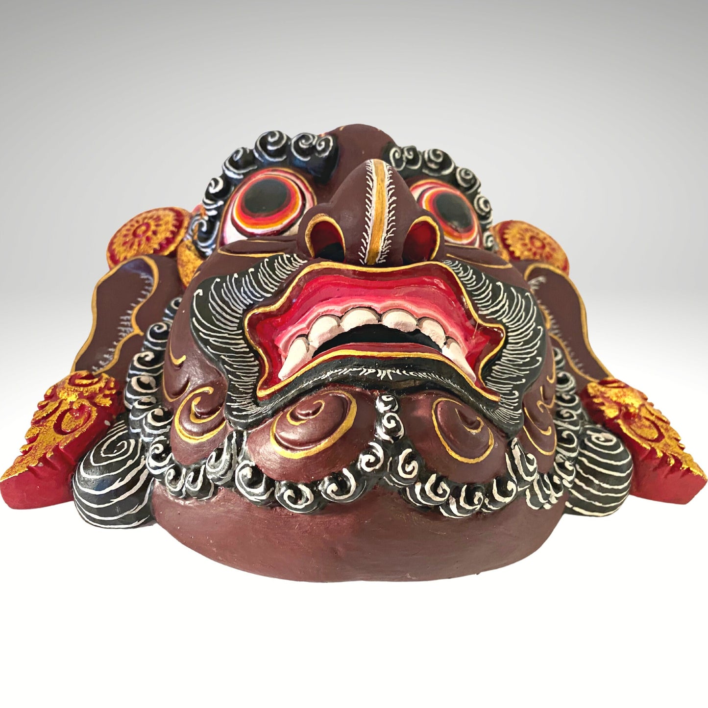 Balinese Ravana Mask Hand Carved Wood: Indonesian Folk Art Wood Carving