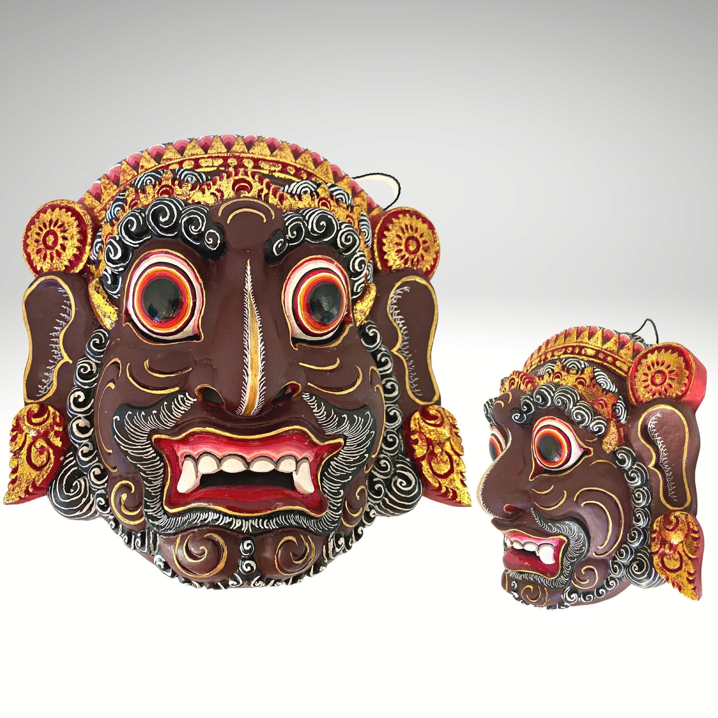 Balinese Ravana Mask Hand Carved Wood: Indonesian Folk Art Wood Carving