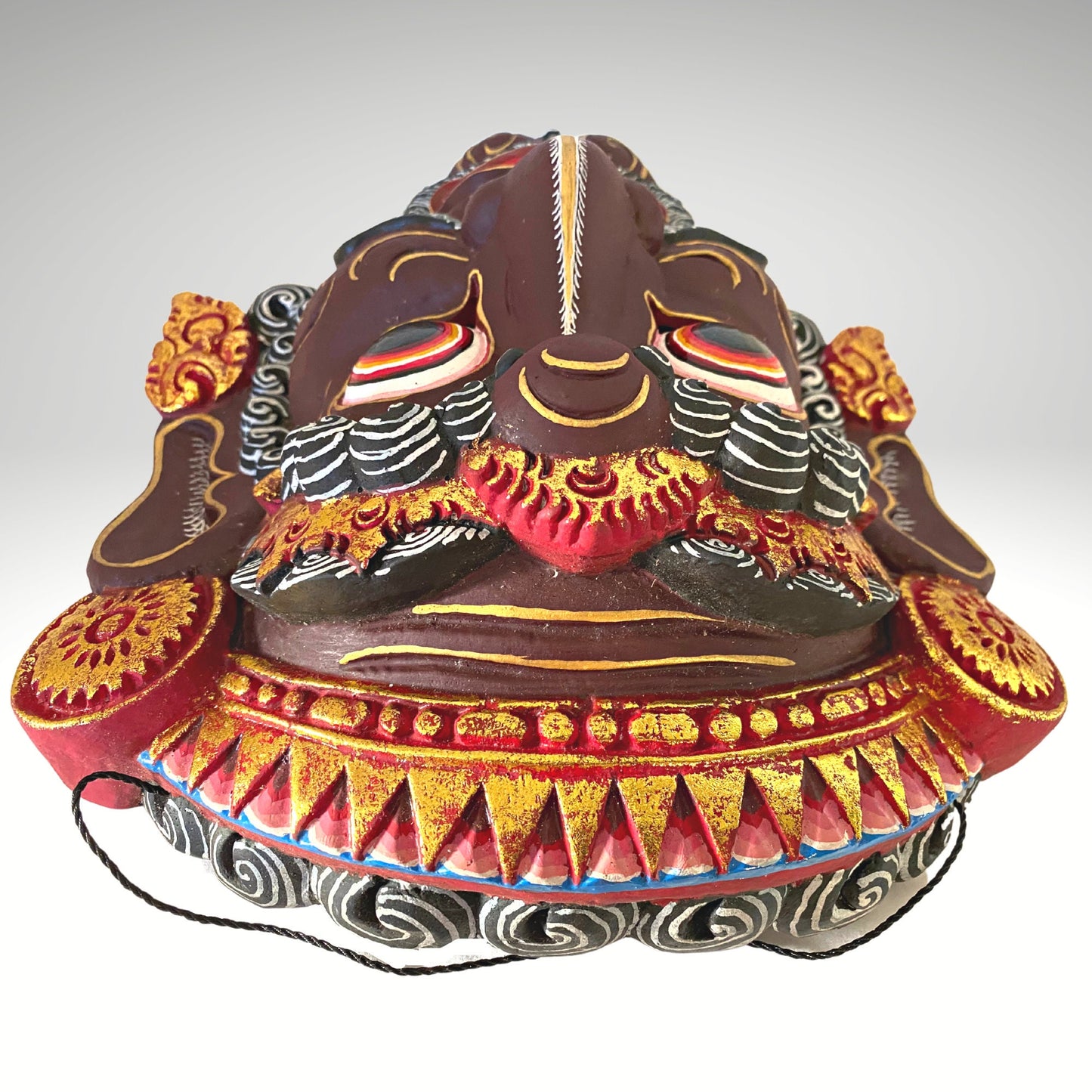 Balinese Ravana Mask Hand Carved Wood: Indonesian Folk Art Wood Carving