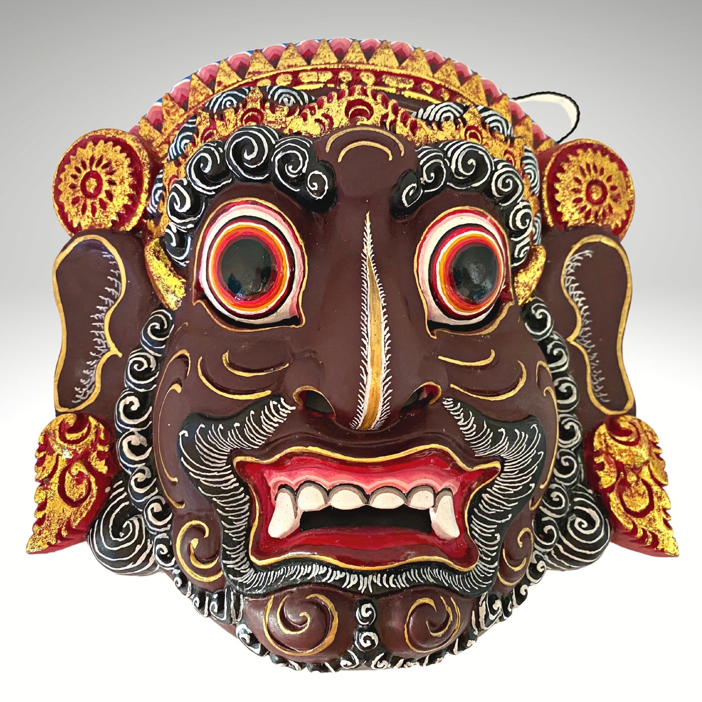 Balinese Ravana Mask Hand Carved Wood: Indonesian Folk Art Wood Carving