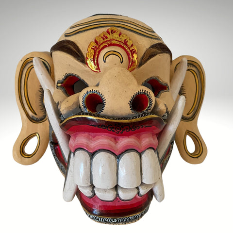 Balinese Demon Mask Celuluk Leyak Fanged Monster Rakshasa Hindu Bali Folk Art Hand Painted Carved Wood Carving Temple Quality OOAK