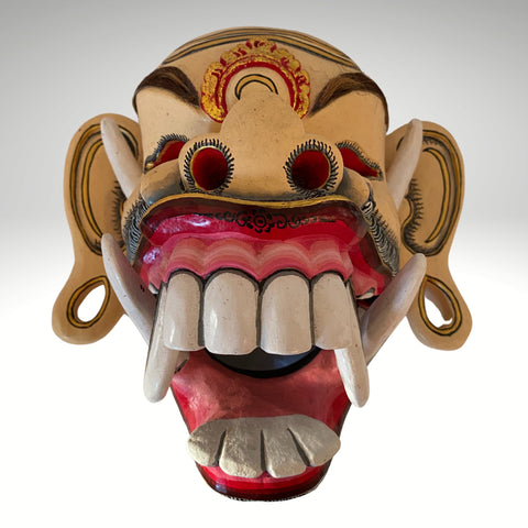 Balinese Demon Mask Celuluk Leyak Fanged Monster Rakshasa Hindu Bali Folk Art Hand Painted Carved Wood Carving Temple Quality OOAK