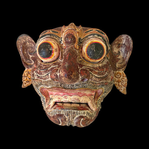 Balinese Mask Rakshasa Demon Hindu Bali Indonesian Folk Art Hand Painted Carved Wood Carving Eclectic Wall Decor