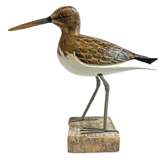 Spotted Sandpiper Hand Carved Wood Shore Bird Sculpture: Coastal Cottage Decor