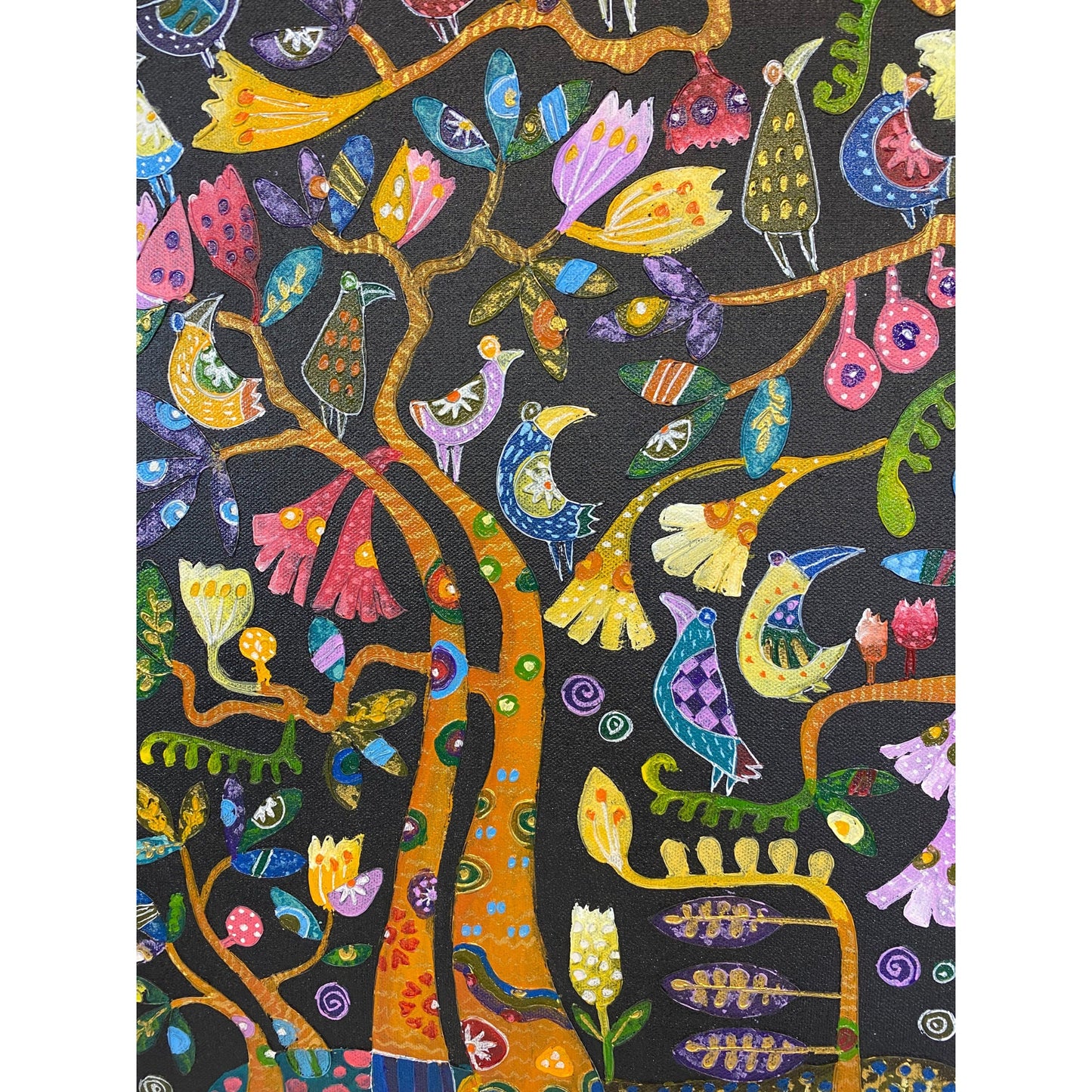 Trees of Life Full Moon Fine art Painting acrylic on Canvas signed Agung Bali Wall Art Ubud Bali Klimt inspired
