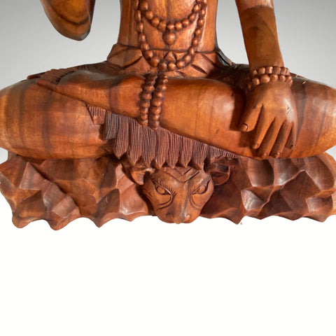 Seated Lord Shiva Wooden Statue hooded Cobra Hand carved wood Carving sculpture Balinese Hinduism Hindu God art 29 in