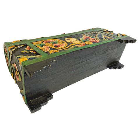 Balinese Mermaid & Fish DOWRY Temple Offering BOX Hand Carved Polychrome Painted Wood Bali Folk Art Stash Box