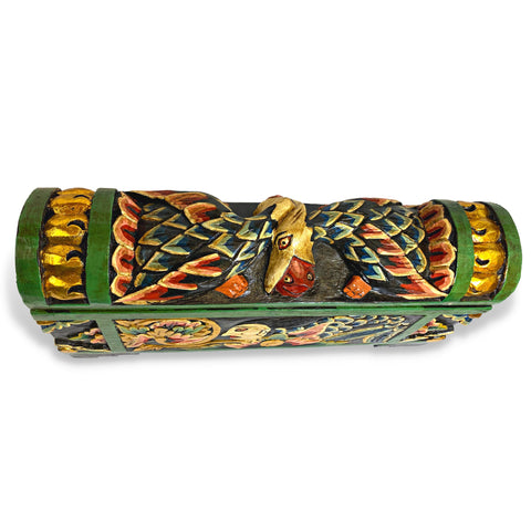 Balinese Mermaid & Fish DOWRY Temple Offering BOX Hand Carved Polychrome Painted Wood Bali Folk Art Stash Box