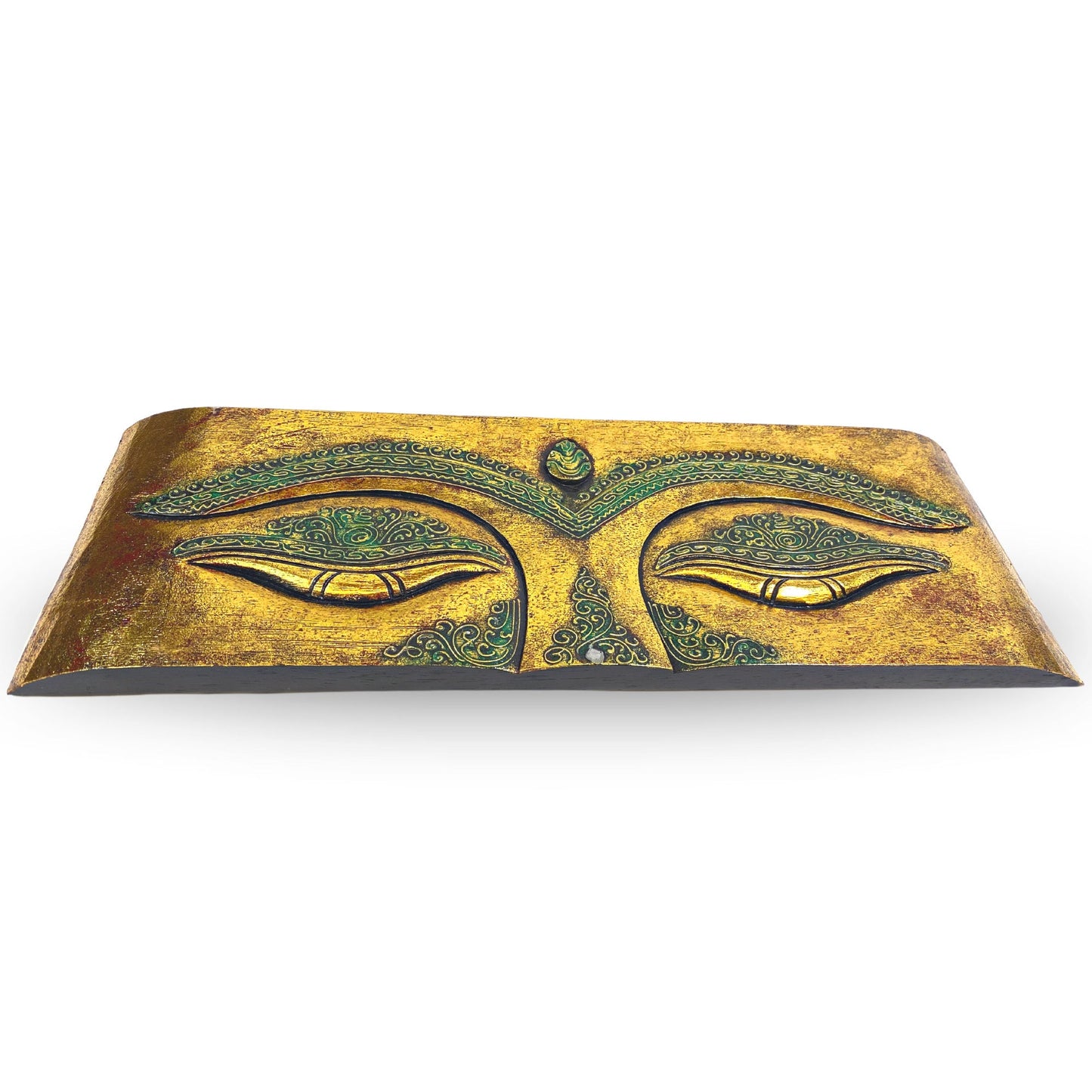 Eyes of Buddha Hand Carved Wood Wall Art Panel Sculpture Gold Balinese Art