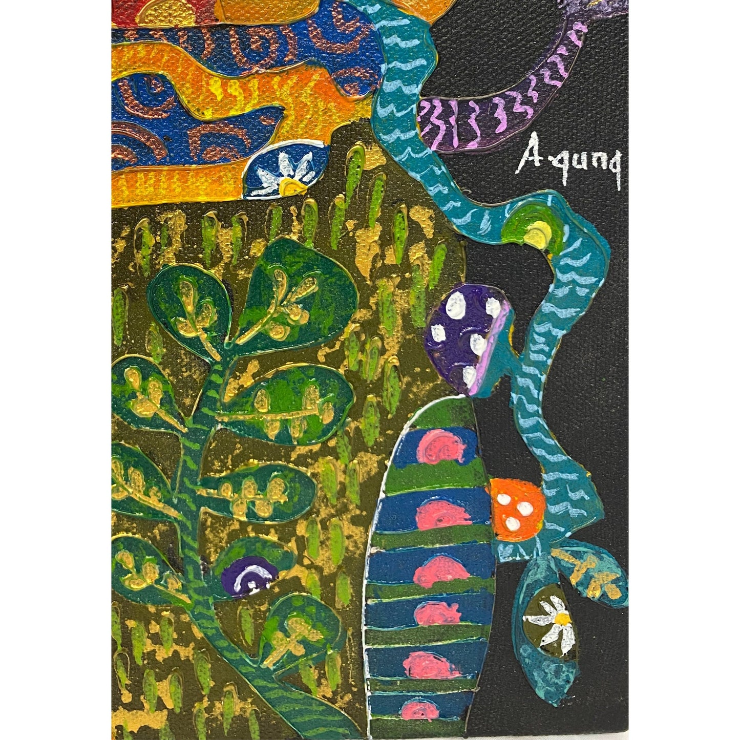 Trees of Life Full Moon Fine art Painting acrylic on Canvas signed Agung Bali Wall Art Ubud Bali Klimt inspired