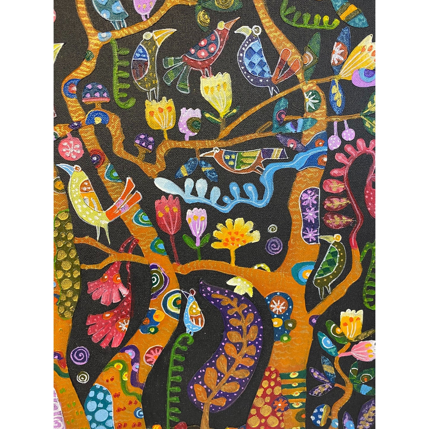 Trees of Life Full Moon Fine art Painting acrylic on Canvas signed Agung Bali Wall Art Ubud Bali Klimt inspired