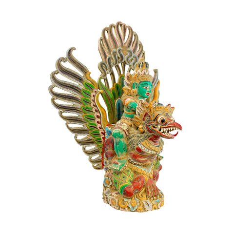 Garuda Vishnu Statue Wisnu Mythical Eagle Balinese Hand carved wood sculpture Polychrome Indonesian Wood Carving Bali Folk  Art