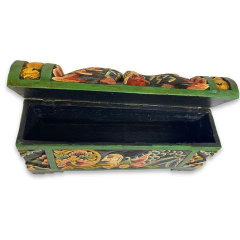 Balinese Mermaid & Fish DOWRY Temple Offering BOX Hand Carved Polychrome Painted Wood Bali Folk Art Stash Box