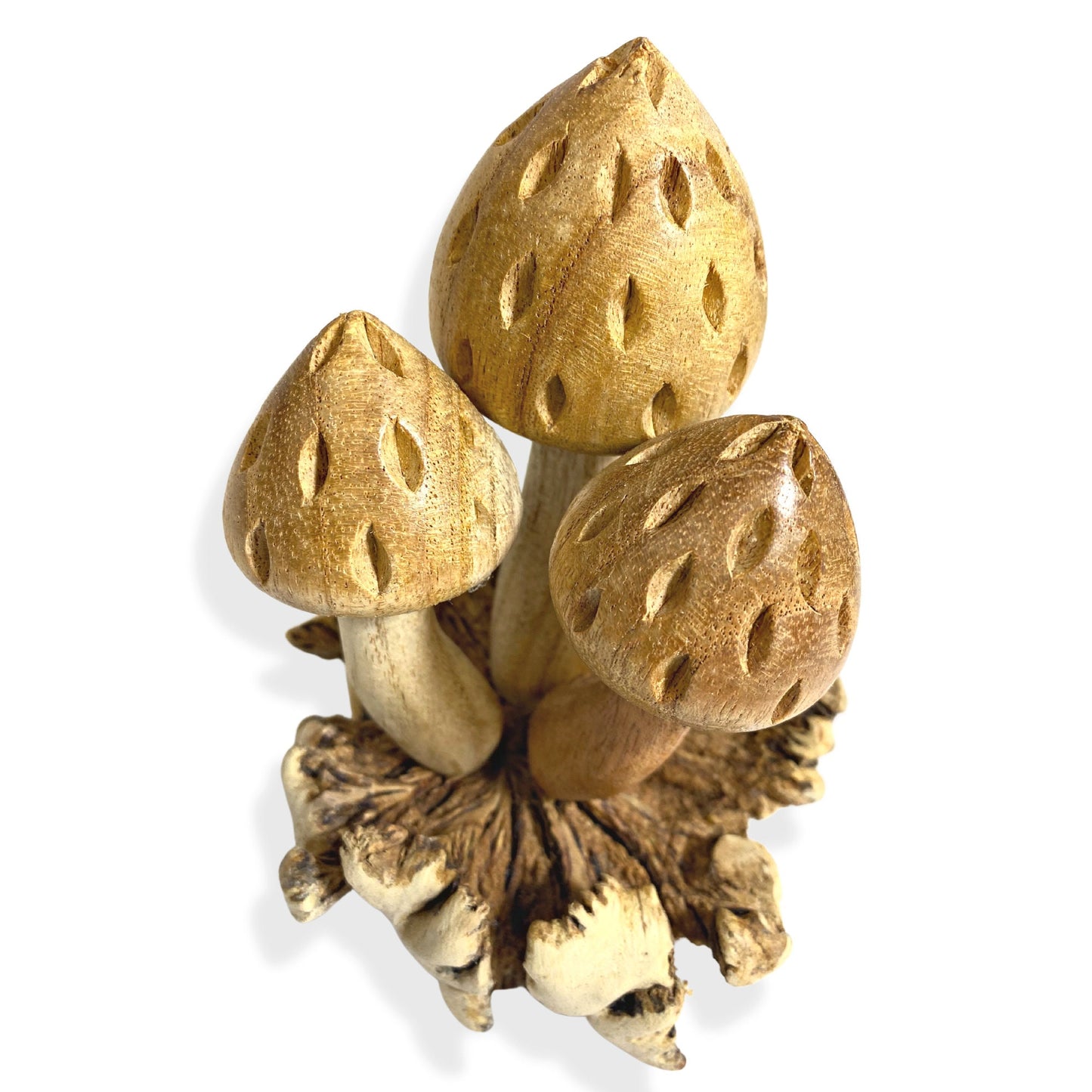 Hand Carved Forest Mushroom Statue : Balinese Parasite Wood Art Sculpture