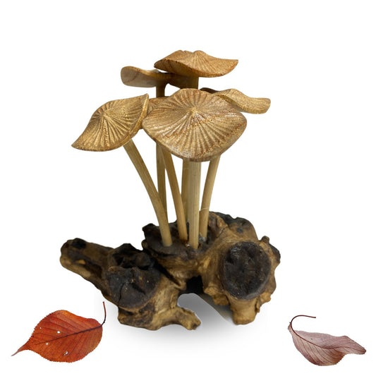 Magic Bali Meanie Mushroom Cluster Fungi Statue Sculpture hand carved Parasite Wood Carving Cottagecore - Acadia World Traders