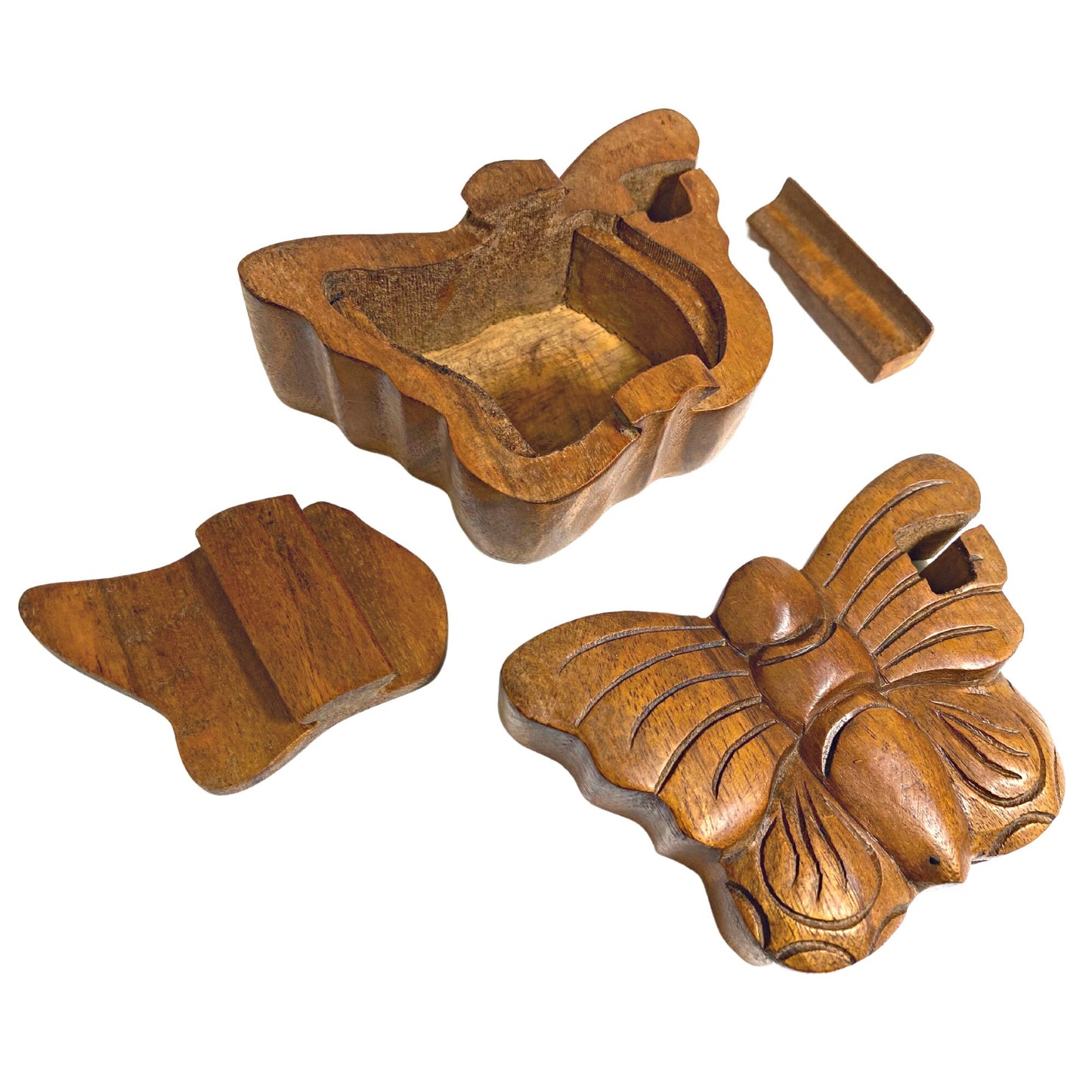 Butterfly Secret Puzzle Box Trinket Box Stash Box Jewelry Gift Box Hand Carved Wood Stocking stuffer