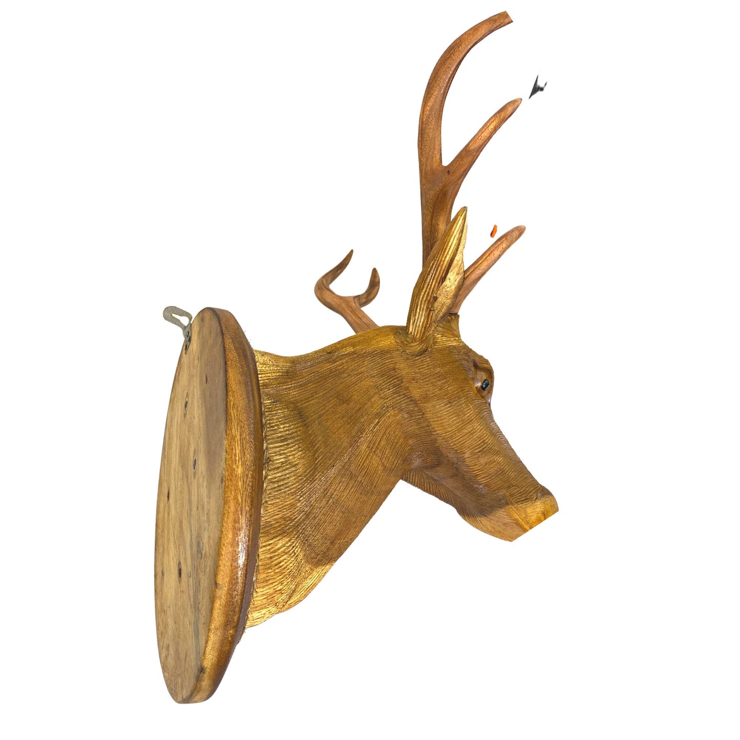 Hand Carved Wood Deer Head Wall Art Sculpture: Vegan Faux Taxidermy Wall Mount